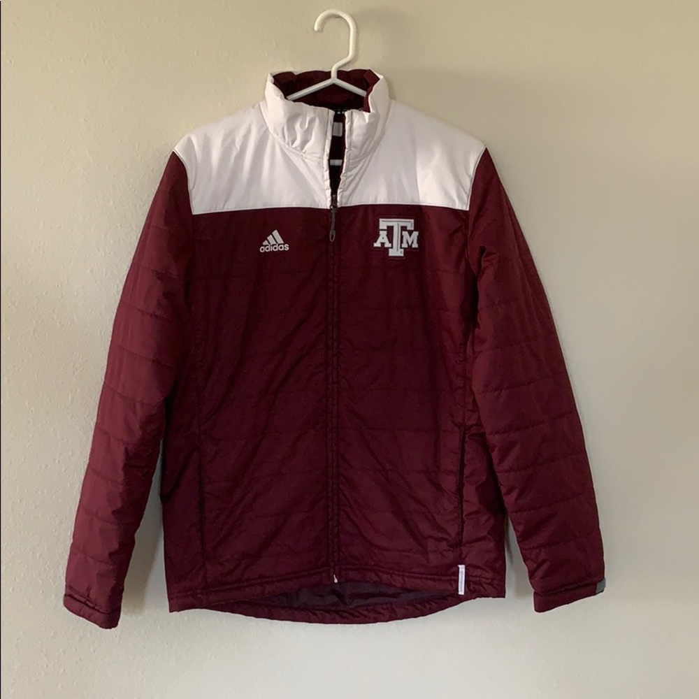 Maroon and White Texas A&M Puffer Jacket